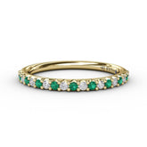 Delicate Emerald Shared Prong Anniversary Band