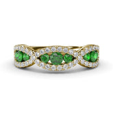 Crossover Emerald and Diamond Wedding Band