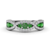 Crossover Emerald and Diamond Wedding Band