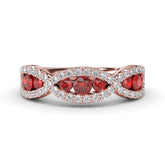 Crossover Ruby and Diamond Wedding Band