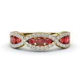 Crossover Ruby and Diamond Wedding Band