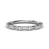 Alternating Round and Emerald Cut Diamond Band