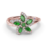 Emerald and Diamond Catalina Ring