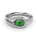 Emerand and Diamond Wrap Ring
