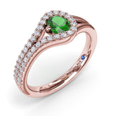 Split Emerald and Diamond Wrap Ring