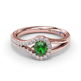 Split Emerald and Diamond Wrap Ring