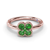 Magnolia Milgrain Emerald Ring