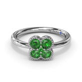 Magnolia Milgrain Emerald Ring