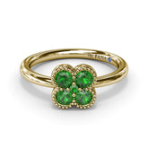 Magnolia Milgrain Emerald Ring