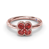 Magnolia Milgrain Ruby Ring