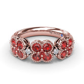 Magnolia Milgrain Ruby and Diamond Ring