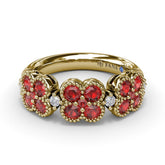 Magnolia Milgrain Ruby and Diamond Ring