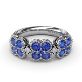 Magnolia Milgrain Sapphire and Diamond Ring
