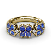 Magnolia Milgrain Sapphire and Diamond Ring