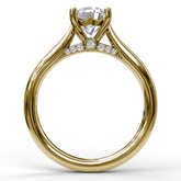 Round Cut Solitaire With Decorated Bridge