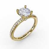Classic Solitaire Engagement Ring With Diamond Band