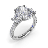 Bold Three Stone Oval Diamond Engagement Ring