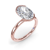 Half Bezel Oval Diamond Engagement Ring