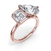 Toi et Moi Emerald Bezel and Pear Engagement Ring