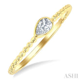 1/6 Ctw Ball Bead East-West Bezel Set Pear Cut Diamond Bead Bijoux Stackable Petite Fashion Ring in 14K Yellow Gold