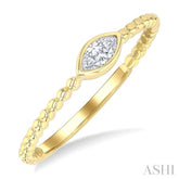 1/6 Ctw Petite Bezel Set Marquise Cut Diamond Bead Bijoux Stackable Ring in 14K Yellow Gold