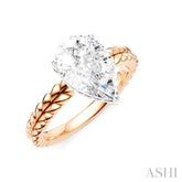 1/10 Ctw Pear Shape Round Cut Diamond Semi-Mount Engagement Ring in 14K Rose and White Gold