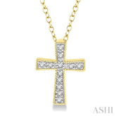 1/20 Ctw Cross Round Cut Diamond Fashion Pendant With Chain in Yellow Gold Vermeil