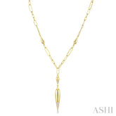 1/10 Ctw Paperclip Round Cut Diamond Teardrop Fashion Necklace in 14K Yellow Gold