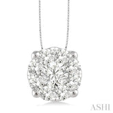 1 Ctw Round Cut Lovebright Diamond Pendant in 14K White Gold with Chain