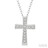 1/20 Ctw Single Cut Diamond Cross Pendant with Chain in Sterling Silver