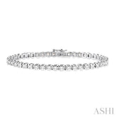 5 Ctw Square Shape Round Cut Diamond Tennis Bracelet in 14K White Gold