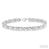 1/10 Ctw 'X' and SQ Round Cut Diamond Bracelet in Sterling Silver