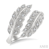 1/10 Ctw Round Cut Diamond Leaf Ring in Sterling Silver