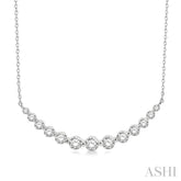 1 Ctw Diamond Smile Necklace in 14K White Gold
