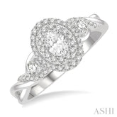 3/8 Ctw Split Twisted Shank Round Cut Diamond Semi-Mount Engagement Ring in 14K White Gold