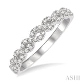 1/4 Ctw Entwined Open Center Round Cut Diamond Stackable Twist Band in 14K White Gold