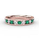 Single Row Emerald and Diamond Band