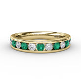 Single Row Emerald and Diamond Band