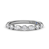 Alternating Round and Marquise Diamond Wedding Band