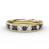 Single Row Sapphire and Diamond Band