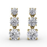 Dazzling Three Diamond Drop Earrings