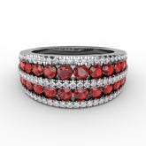 Chasing Bliss Ruby and Diamond Stacked Row Ring