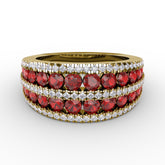 Chasing Bliss Ruby and Diamond Stacked Row Ring