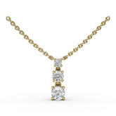 Brilliant Three Stone Drop Necklace