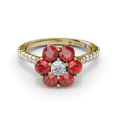 Blossoming Rudy And Diamond Ring