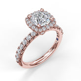 Classic Diamond Halo Engagement Ring with a Gorgeous Side Profile