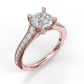 Classic Diamond Engagement Ring with Detailed Milgrain Band