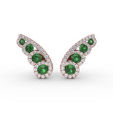 Butterfly Wing Emerald and Diamond Studs