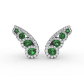 Butterfly Wing Emerald and Diamond Studs
