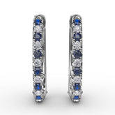 Alternaing Sapphire and Diamond Hoop Earrings